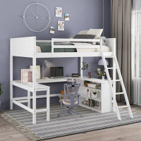 Harriet Bee Giselly Full Loft Bed with Shelves by Harriet Bee