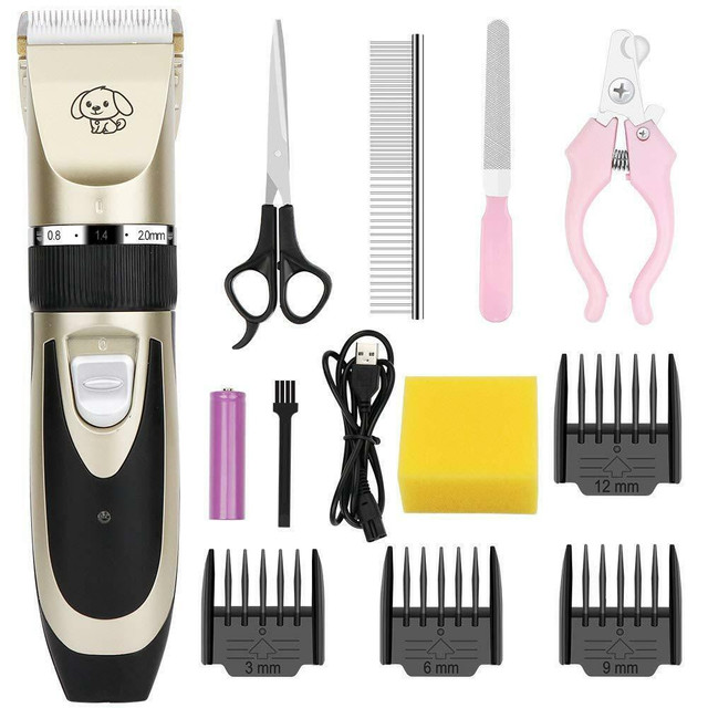 NEW NOISELESS DOG GROOMING CLIPPER SET RECHARGEABLE KIT 701835 in Accessories in Alberta