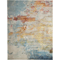 17 Stories Blue And Grey Abstract Power Loom Area Rug