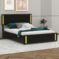 Ivy Bronx Kealynn Queen Size Upholstered Platform Bed with LED Lights