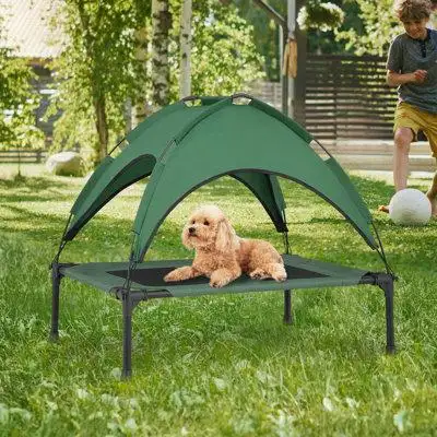 Tucker Murphy Pet™ Elevated Dog Bed With Canopy, Outdoor Dog Cot With Removable Canopy Shade Tent, Raised Pet Cot