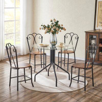 Winston Porter Elegant 5-piece Round Dining Set: Tempered Glass Table & 4 Modern Chairs For Kitchen And Dining Room
