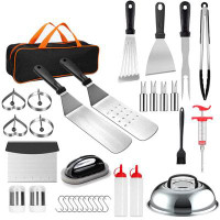 Aptoco 34 Pcs BBQ Grilling Tool Set Accessories Stainless Steel BBQ Tools with Storage Box
