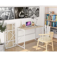 Inbox Zero Folding Writing Computer Desk For Home Office, No-Assembly Study Office Desk, Foldable Table For Small Spaces