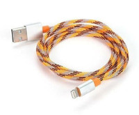 1M Apple Certified Nylon Braided Lightning Cable for iPhone iPod iPad - 3.28 ft. - Orange