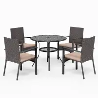 Lark Manor Round 5-pieces Patio Dining Set With Cushions