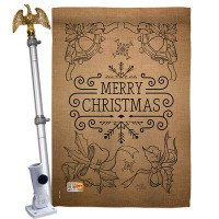 Breeze Decor Merry Christmas Bells - Impressions Decorative Aluminum Pole & Bracket House Flag Set HS114113-BO-02