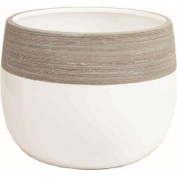 Rosecliff Heights Glossy White With Matte Grey Rim Planter