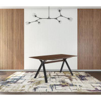 George Oliver 63" Walnut And Black Rectangular Dining Table