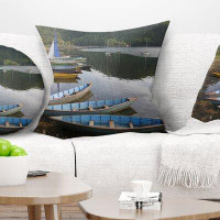 Made in Canada - East Urban Home Wonderful View of Pokhara Boats Pillow