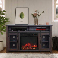 Gracie Oaks Seabeck TV Stand for TVs up to 55" with Electric Fireplace Included