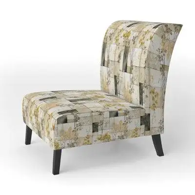 Red Barrel Studio Green Cubic Botanical Dreams - Upholstered Vintage Accent Chair