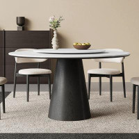 Orren Ellis Round Sintered stone dining table solid wood simple dining table and chair combination