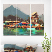 Made in Canada - East Urban Home 'Old Fishing Village' Oil Painting Print Multi-Piece Image on Wrapped Canvas