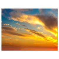 Made in Canada - Design Art Amazing Golden Sky at Sunset - Wrapped Canvas Photograph Print
