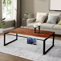 17 Stories 41.7 Inch Rectangular Coffee Table with Plank Style Top
