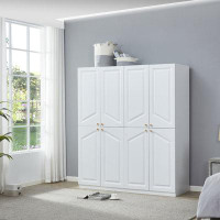 Latitude Run® Abbeton Solid Wood Armoire, 2 Hanging Rods and 2 Drawers, Bedroom Armoire, 72“ H x 63" W x 20"D