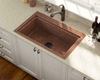 Hand-hammered 31.5 Single Bowl Dual-Mount Copper Ledger Sink