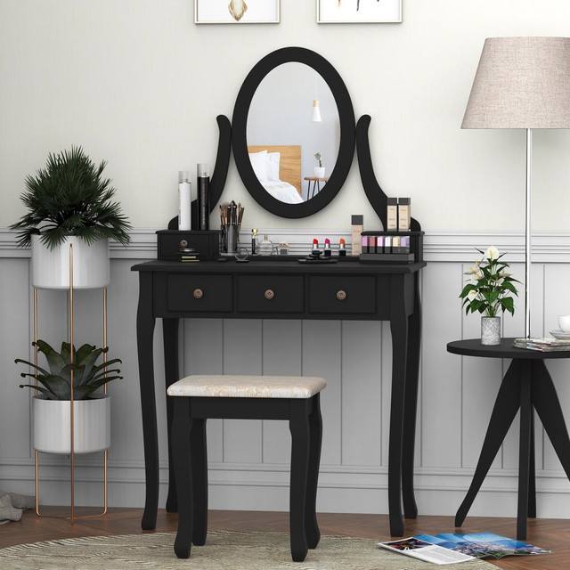 Dressing Table Set 31.5" x 15.7" x 55.1" Black in Kitchen & Dining Wares