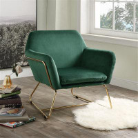 Everly Quinn Everly Quinn French Fabulous Velvet Accent Chair With Metal Base