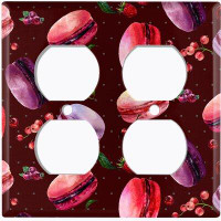 WorldAcc Metal Light Switch Plate Outlet Cover (Colourful Macaron Treat Red Maroon  - Double Duplex)
