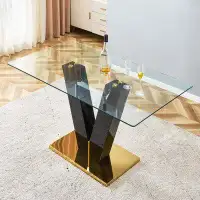 Latitude Run® Large Modern Simple Glass Dining Table