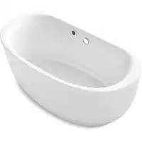 Kohler Sunstruck® 60 In. x 34 In. Oval Freestanding Bath with Bask® Heated Surface and Fluted Shroud