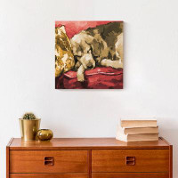 Red Barrel Studio Painted Golden Retriever Couch  Print On Canvas