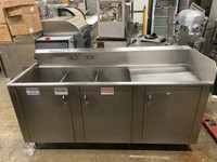 3 Compartment Stainless Steel Sink with Right Drainboard