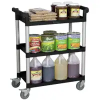 Heavy duty utility cart - 3 shelves - gray or black - holds 350 lbs. - FREE SHIPPING