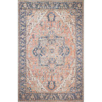 Birch Lane™ Rectangle Cohan Oriental Power Loom Polyester Machine Washable Area Rug in Blue/Brown
