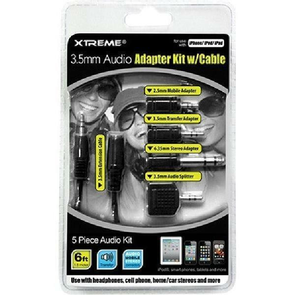 Xtreme 3.5mm Audio Cable with Adapter Kit - 5 Pieces - 50655 in General Electronics
