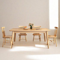 Corrigan Studio 55.12" Burlywood Solid Wood Rectangular Dining Table