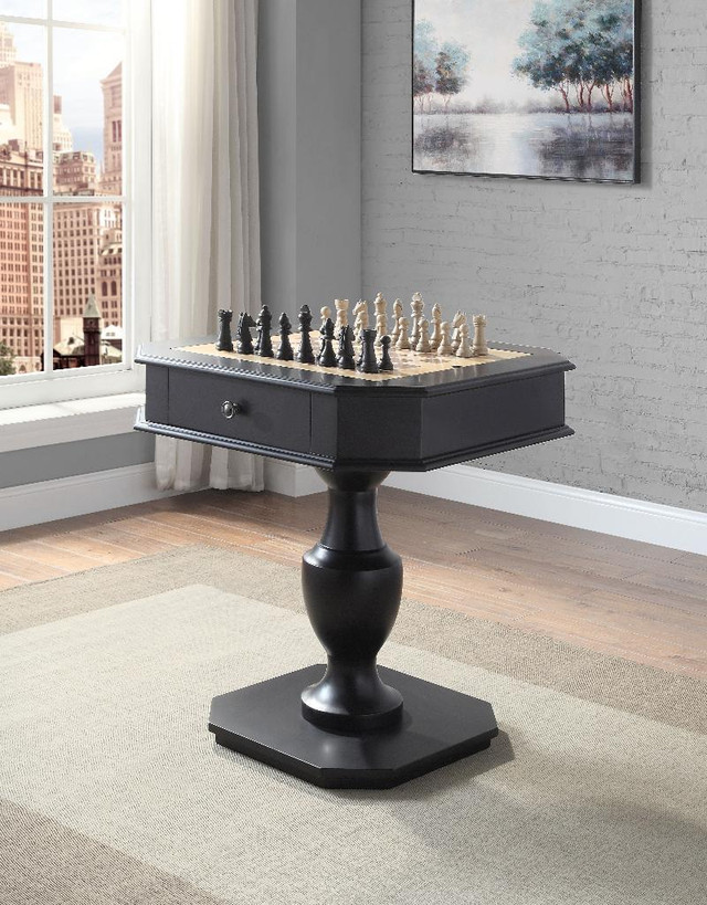 AF - Black Finish Side Table ( 3in1 Game Table - Chess/Checkers/Backgammon Table )  AC00861  Gaming Table in Other Tables