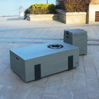 17 Stories 15.5'' H x 42.3'' W Magnesium Oxide Propane Outdoor Fire Pit Table with Lid