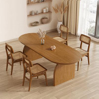 Bayou Breeze 4 - Person Brown Oval Pine Solid Wood Dining Table Set