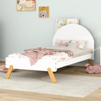 George Oliver Wooden Cute Platform Bed With Curved Headboard