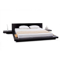 F4 Queen Modern Platform Bed W/ Headboard And 2 Nightstands In Espresso