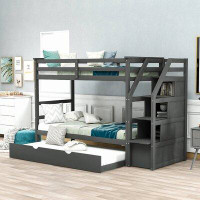 Harriet Bee Andrzejewski Twin-Over-Twin Bunk Bed With Twin Size Trundle And 3 Storage Stairs