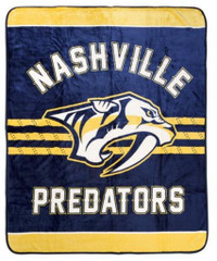 Nashville Predators Luxury Velour High Pile Blanket - Twin Size 60 x 70 Inch [Blue]