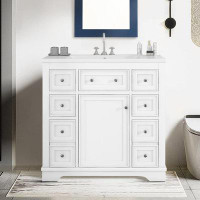 Winston Porter Modern Style Vanity Cabinet With A Ceramic Sink And 6 Drawers, For Indoor Use