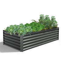 Arlmont & Co. Rodrion 6X3X1.5 ft Galvanized Raised Garden Beds Outdoor, Rectangular Metal Planter Box (Quartz Grey)