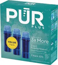 PUR Plus Water Pitcher & Dispenser Replacement Filter Pack of 3, Genuine PUR