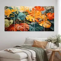 Bay Isle Home™ Orange Green Tropical Plants III - Tropical Wall Art Print - 5 Equal Panels