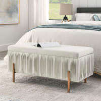 Mercer41 Elegant Upholstered Velvet Storage Bench With Cedar Wood Veneer