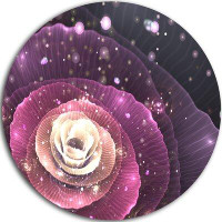 Made in Canada - Design Art 'Pink Flower with Sparkles' Graphic Art Print on Metal