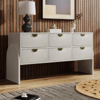 Latitude Run® Rubber Wood Three-Drawer Dresser Sideboard Cabinet Console Table