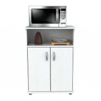 Latitude Run® White Finish Wood Microwave Cart With Cabinet