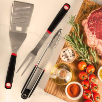 Gibson Home Huckleberry Stainless Steel BBQ 3 Piece Grilling Tool Set