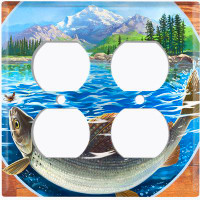WorldAcc Metal Light Switch Plate Outlet Cover (Trophy Fishing Grayling Clear Water Lake - Single Toggle)
